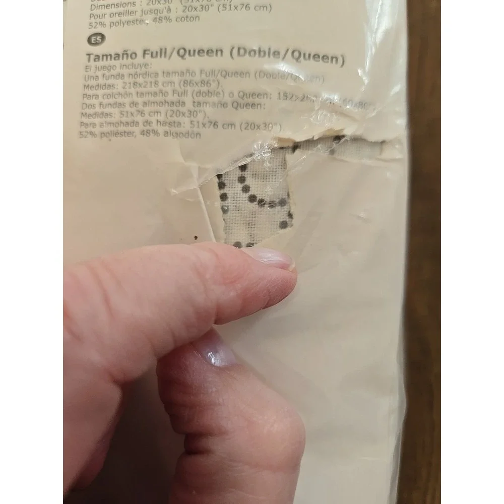 Ikea Tradaster Full/Queen Duvet Cover + Pillowcases White W/Gray Circles NIP